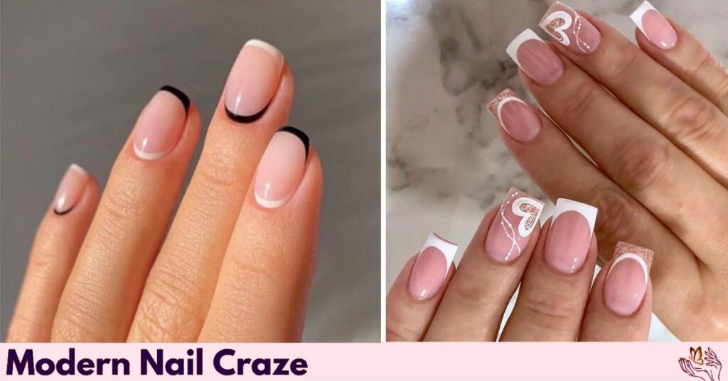 Short French Nails with Design