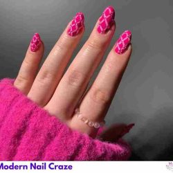 Trendy Barbiecore pink nails with playful Y2K-inspired designs, mixing vibrant colors and nostalgic charm.